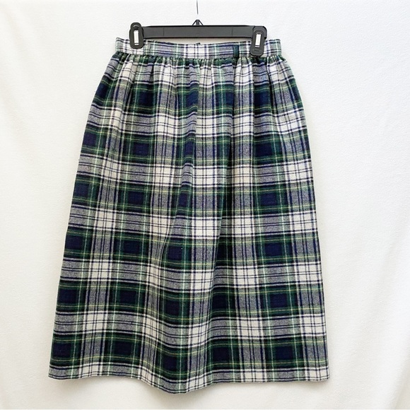 Autumn Vintage Wool Plaid High-Waisted Midi Skirt - Picture 2 of 8